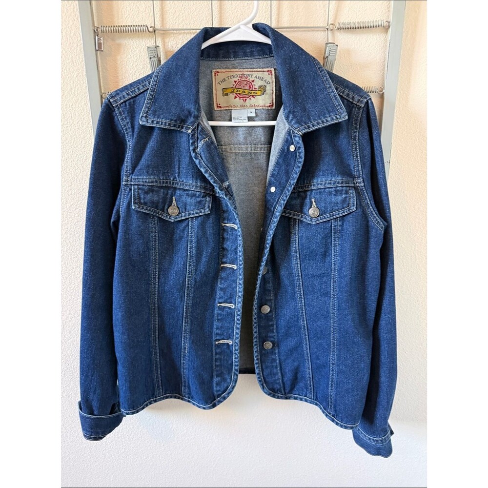The Territory Ahead Jeans Jacket - Blue with Red & Yellow Logo Size Medium